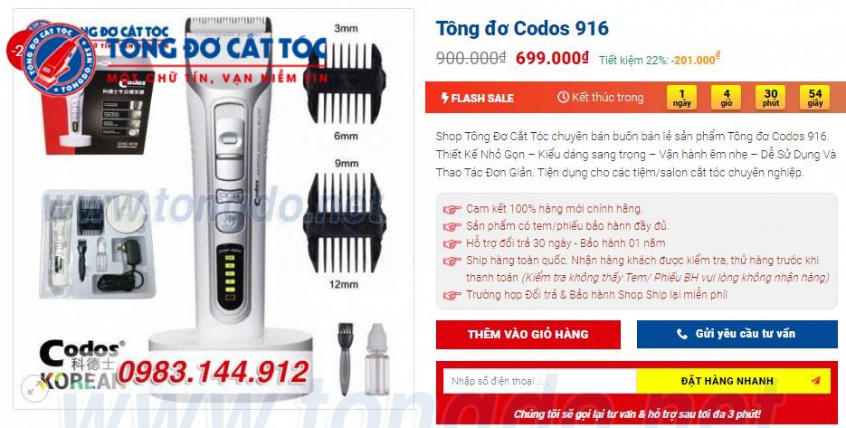 Mua tông đơ cắt tóc codos dưới 1 triệu, bảo hành 1 năm - Hình 3 Mua tông đơ cắt tóc codos dưới 1 triệu, bảo hành 1 năm - Hình 3