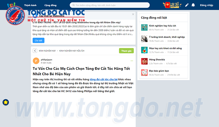 Các mẹ bàn luận gì về tông đơ cắt tóc cho bé webtretho?